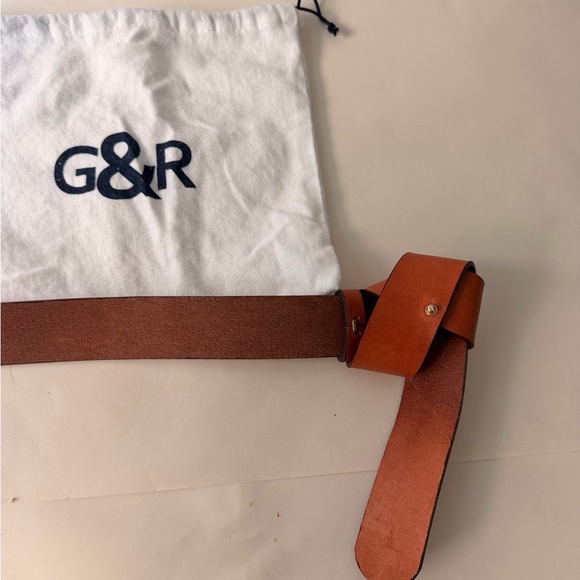 G&R Tan Knot Wrap Belt | 100% Leather Tie Waist Elegant Belt| Dust Bag Included - Picture 4 of 5